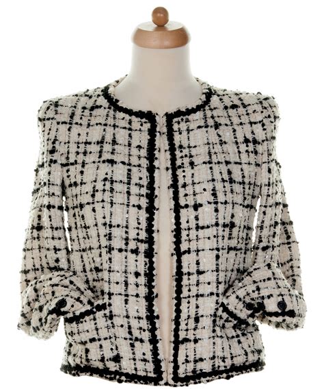 chanel tweed black jacket|chanel tweed jacket price.